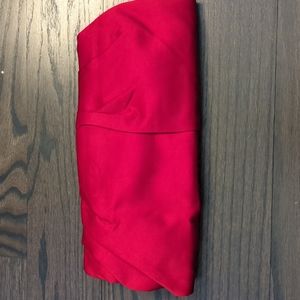 Express red satin clutch